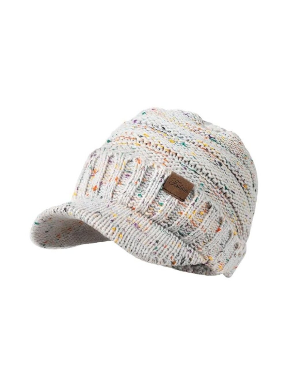 Women’s Thick Knit Beanie Hat with Visor | Warm Soft Stretch Winter Cap